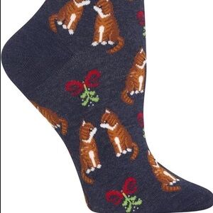 Hotsox Women’s Mistletoe cat socks NWT